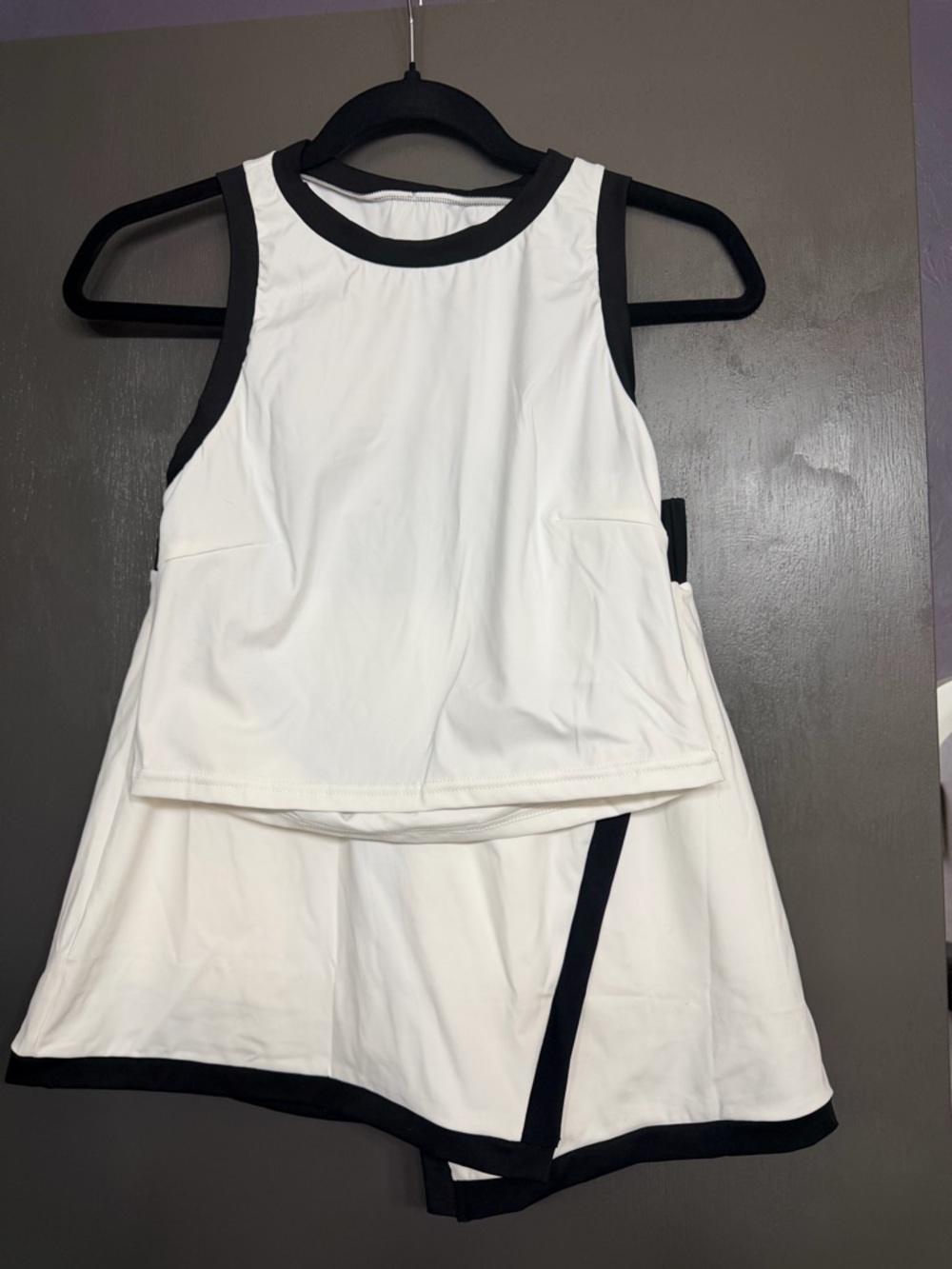 White Tank and Skort Set with Black Trim